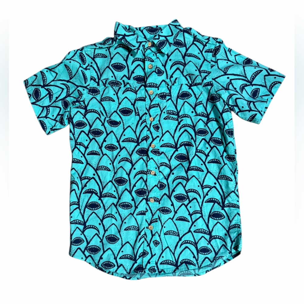 Cat & Jack Blue Shark Patterned Boys Shirt
